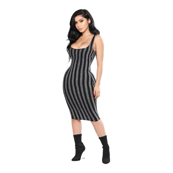 Fashion Nova Feast Stripped Dress - Picture 2 of 4